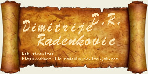 Dimitrije Radenković vizit kartica